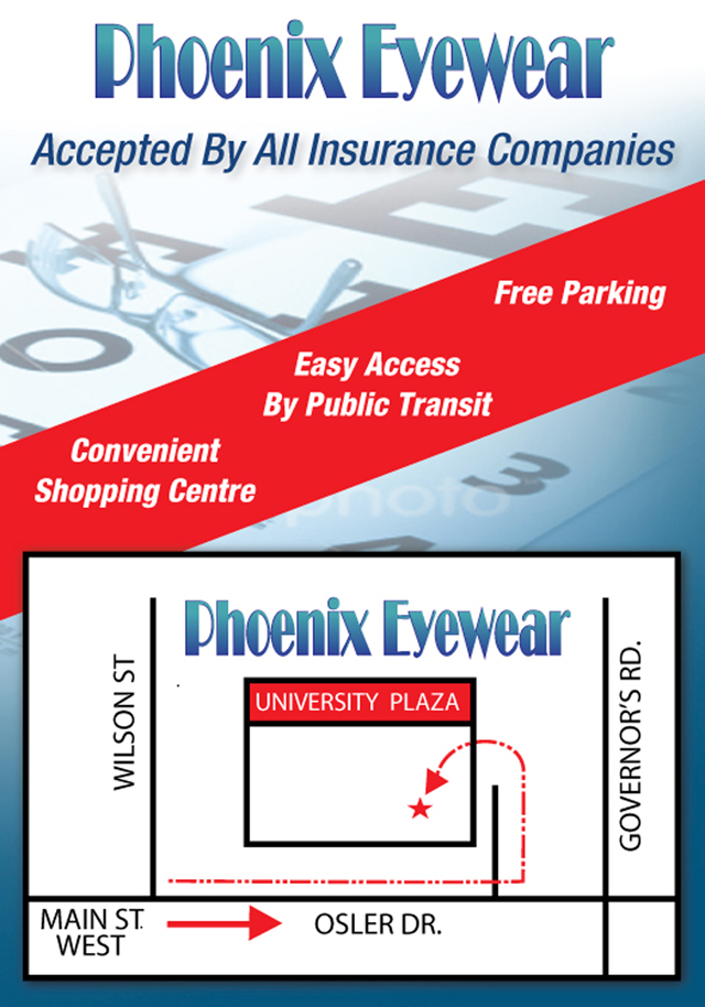 Phoenix Eyewear IN Dundas Directions TO Univeristy Plaza Location